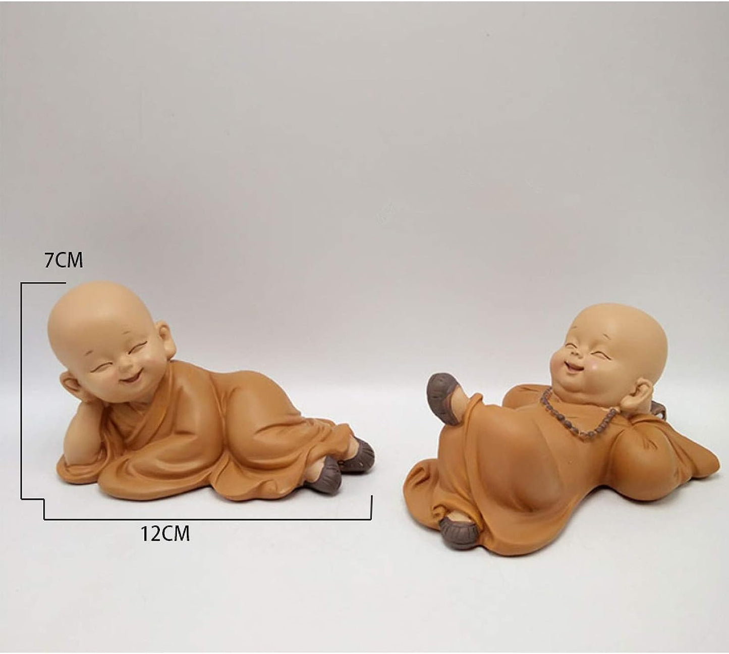 Little sleeping Monk Sculpture Resin Hand-Carved Buddha Statue (Set of 2)