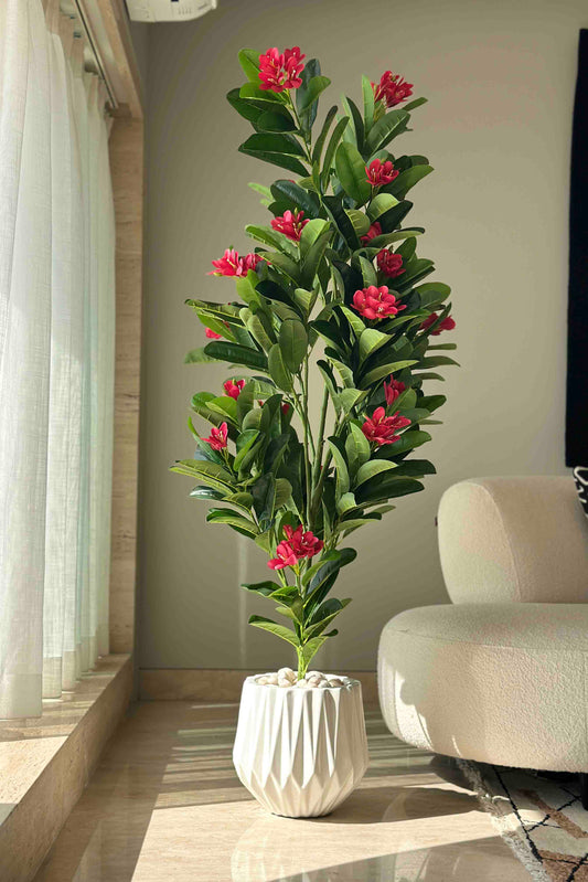 Euroxo Artificial Red Frangipani Plant | without pot | Available in 5ft & 6ft